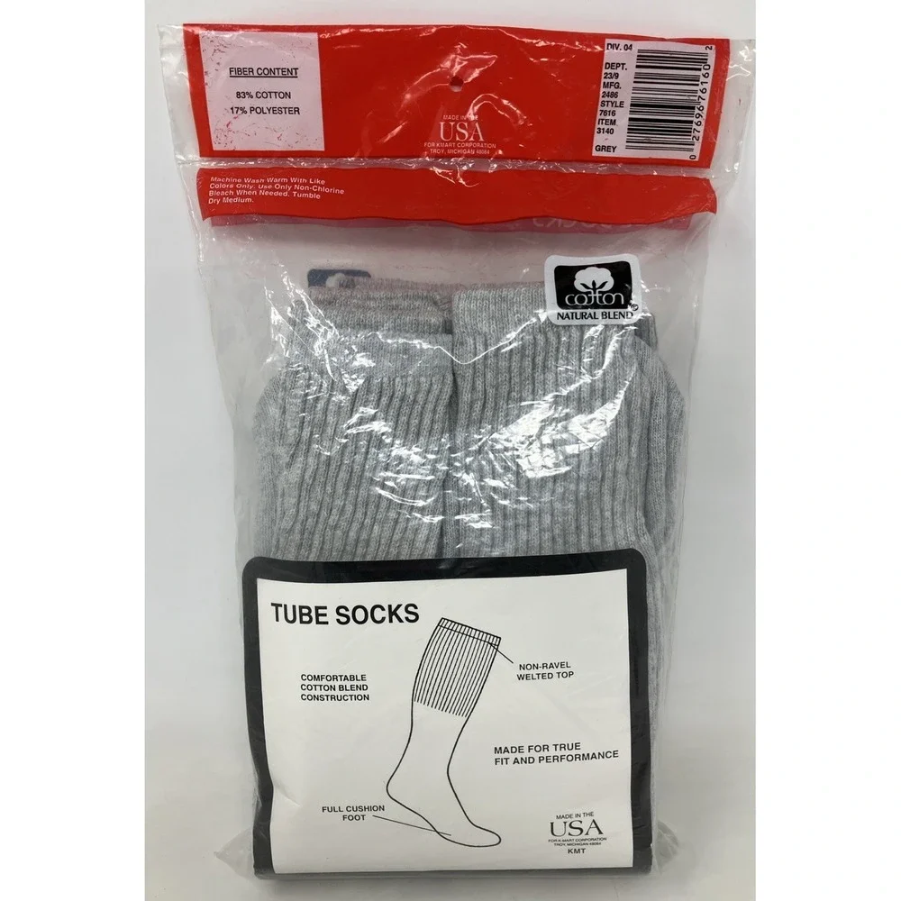 Vintage Atletech Gray Tube Socks Over The Calf Size 10-13 K Mart 6 Pairs